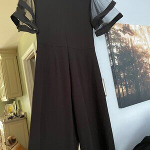 Black Sophisticated Masseys Pants Romper Jumpsuit With Statement Sleeves